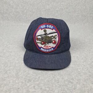 Vintage OH-58D Warrior Helicopter Hat Cap Snap Back One Size Denim San Sun 80s